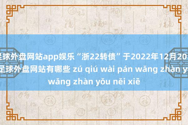 足球外盘网站app娱乐“浙22转债”于2022年12月20日启动转股-足球外盘网站有哪些 zú qiú wài pán wǎng zhàn yǒu něi xiē